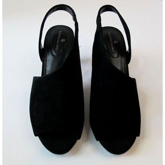 Bandolino Jasmine Black Suede Peep Toe Slingback Peep Toe Heels Women's 8.5M - Picture 2 of 9